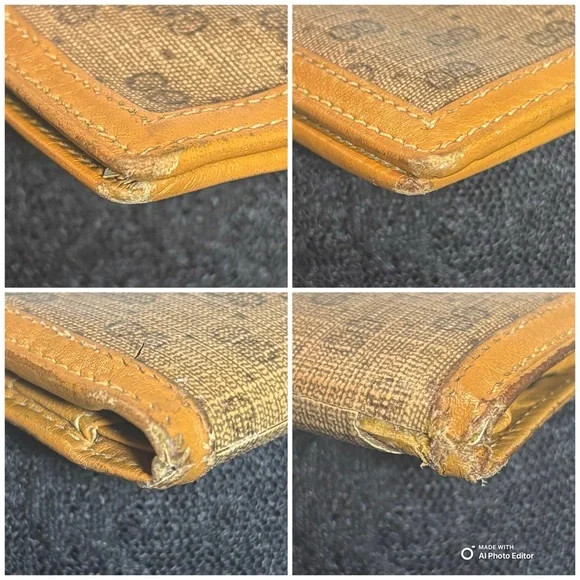 Vintage Gucci Micro GG Bifold Wallet – Beige PVC & Tan Leather - Picture 9 of 11